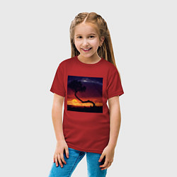 Футболка хлопковая детская Пиксельный закат в Африке, цвет: красный — фото 2