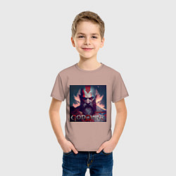 Футболка хлопковая детская Кратос, бог войны, цвет: пыльно-розовый — фото 2