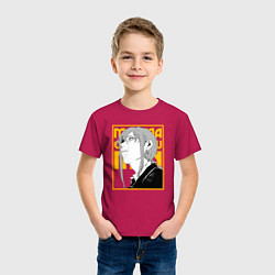 Футболка хлопковая детская Человек-бензопила - Макима, цвет: маджента — фото 2