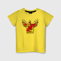 Футболка хлопковая детская Дота 2 - огненный феникс, цвет: желтый