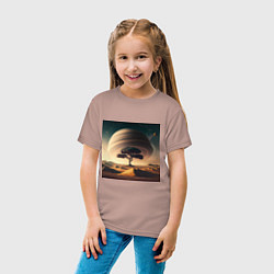 Футболка хлопковая детская Дерево на марсе и сатурн, цвет: пыльно-розовый — фото 2