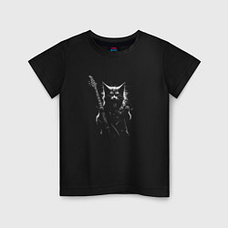 Футболка хлопковая детская Black metal cat, цвет: черный