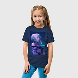 Футболка хлопковая детская Люси с надеждой в глазах - аниме Киберпанк Бегущие, цвет: тёмно-синий — фото 2