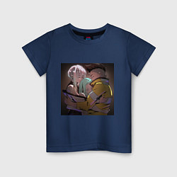 Детская футболка Дэвид, Ребекка и Люси обнимаются - аниме Cyberpunk