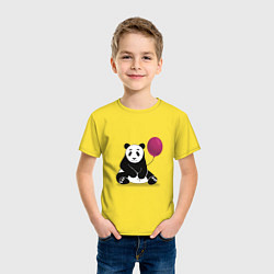 Футболка хлопковая детская Панда с шариком, цвет: желтый — фото 2