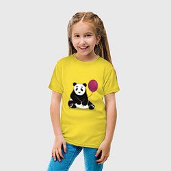 Футболка хлопковая детская Панда с шариком, цвет: желтый — фото 2