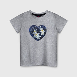 Детская футболка Влюбленные кролики космонавты
