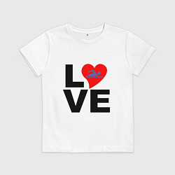 Футболка хлопковая детская Люблю плавать, цвет: белый