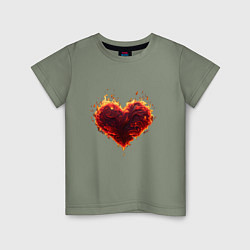 Детская футболка Горящее сердце огонь любовь день святого валентина