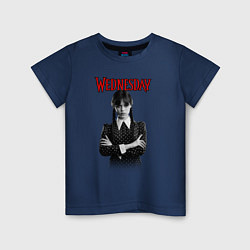 Детская футболка Уэнсдэй Аддамс черно-белый стиль