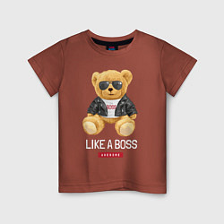 Детская футболка Like a boss мишка