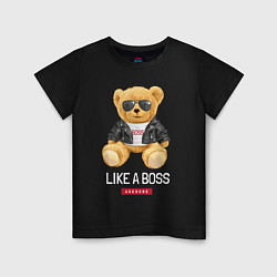 Детская футболка Like a boss мишка