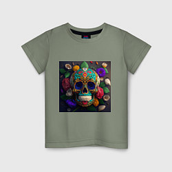 Детская футболка Разноцветные черепа