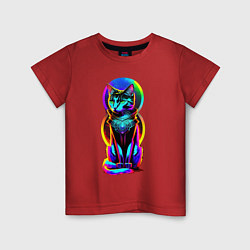 Детская футболка Кот в стиле киберпанк
