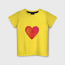 Футболка хлопковая детская Красное Сердце любовь, цвет: желтый