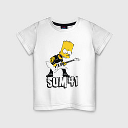 Футболка хлопковая детская Sum41 Барт Симпсон рокер, цвет: белый
