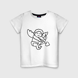 Детская футболка Купидон со стрелой сердцем черные линии