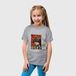Футболка хлопковая детская Obey frog, цвет: меланж — фото 2