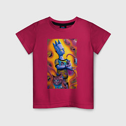 Детская футболка Bart Simpson and cat - нейросеть - fantasy
