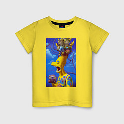 Футболка хлопковая детская Барт Симпсон и коты - нейросеть - art, цвет: желтый