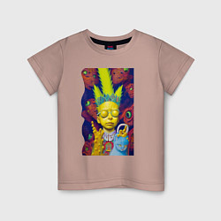 Детская футболка Bart and blue cat - neural network - fantasy