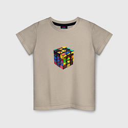 Футболка хлопковая детская Кубик-рубик, цвет: миндальный