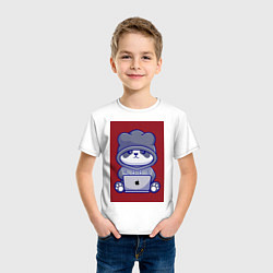 Футболка хлопковая детская Панда с компом, цвет: белый — фото 2
