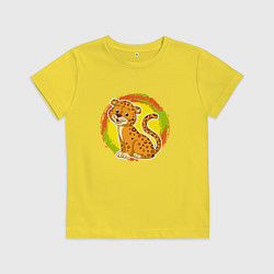 Футболка хлопковая детская Мультяшный ягуар, цвет: желтый
