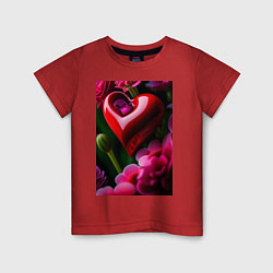 Детская футболка Сердце с цветами