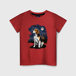 Детская футболка Собака Бигль - звездная ночь Винсента Ван Гога
