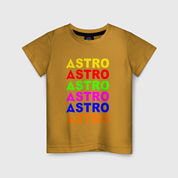 Футболка хлопковая детская Astro color logo, цвет: горчичный