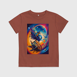 Футболка хлопковая детская Salvador Dali - space portrait - neural network, цвет: кирпичный
