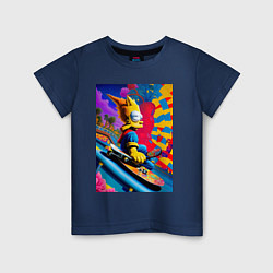 Детская футболка Барт Симпсон скейтбордист - нейросеть