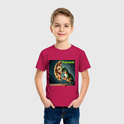 Футболка хлопковая детская Пиццазавр, цвет: маджента — фото 2