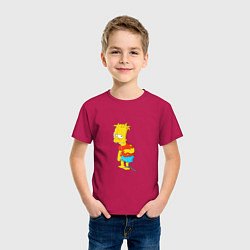 Футболка хлопковая детская Хьюго Симпсон, цвет: маджента — фото 2