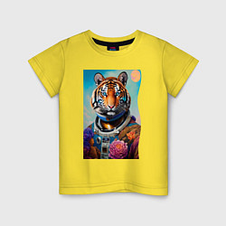Детская футболка Тигр в космическом скафандре - нейросеть