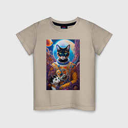 Детская футболка Милая кошечка космонавт - нейросеть