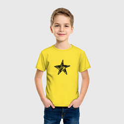 Футболка хлопковая детская Черная звезда, цвет: желтый — фото 2