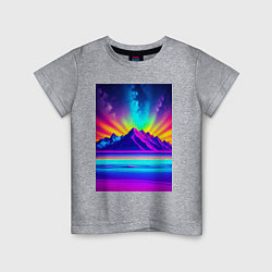 Детская футболка Неоновые горы - нейросеть
