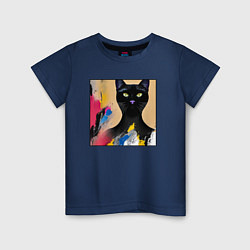 Детская футболка Черный кот из нейросети