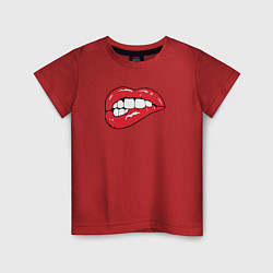 Детская футболка Красные прикушенные губы