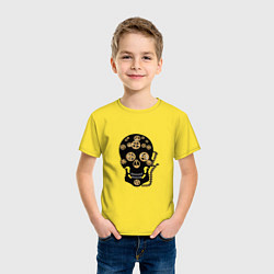 Футболка хлопковая детская Череп лого, цвет: желтый — фото 2