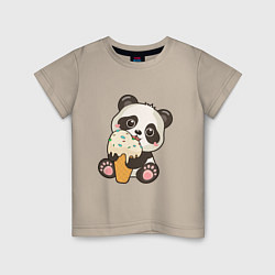 Детская футболка Милый панда кушает мороженое
