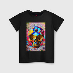Детская футболка Skull - neural network - art