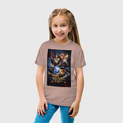 Футболка хлопковая детская Baldurs Gate 3 art, цвет: пыльно-розовый — фото 2