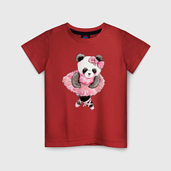 Детская футболка Милая животная панда балерина акварель