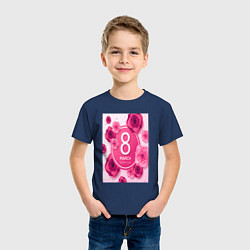 Футболка хлопковая детская Цветочная тема, цвет: тёмно-синий — фото 2