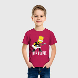 Футболка хлопковая детская Deep Purple Барт Симпсон рокер, цвет: маджента — фото 2