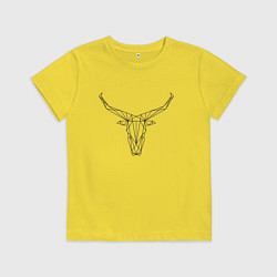 Детская футболка Черная полигональная голова быка