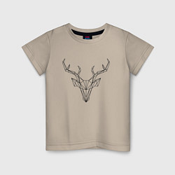 Детская футболка Черная полигональная голова оленя